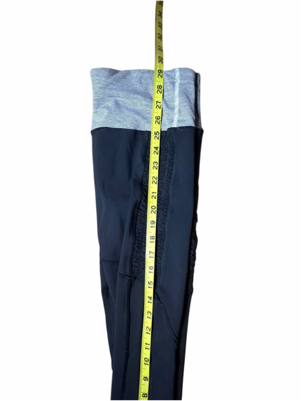 LULULEMON Run Inspire Crop Leggings Black Striped Grey Waist Size 4 Activewear - Picture 6 of 7